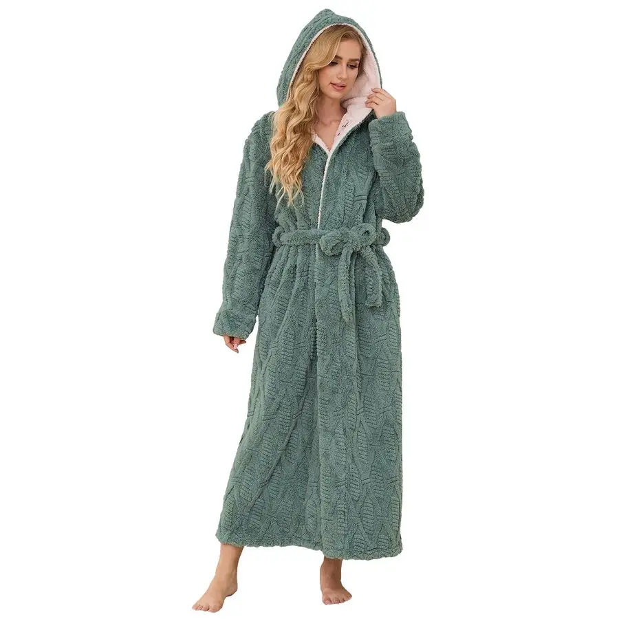 

Пушистые халаты с капюшоном, длинные флисовые зимние банные халаты в пол, женские домашние халаты с капюшоном для спа и душа
