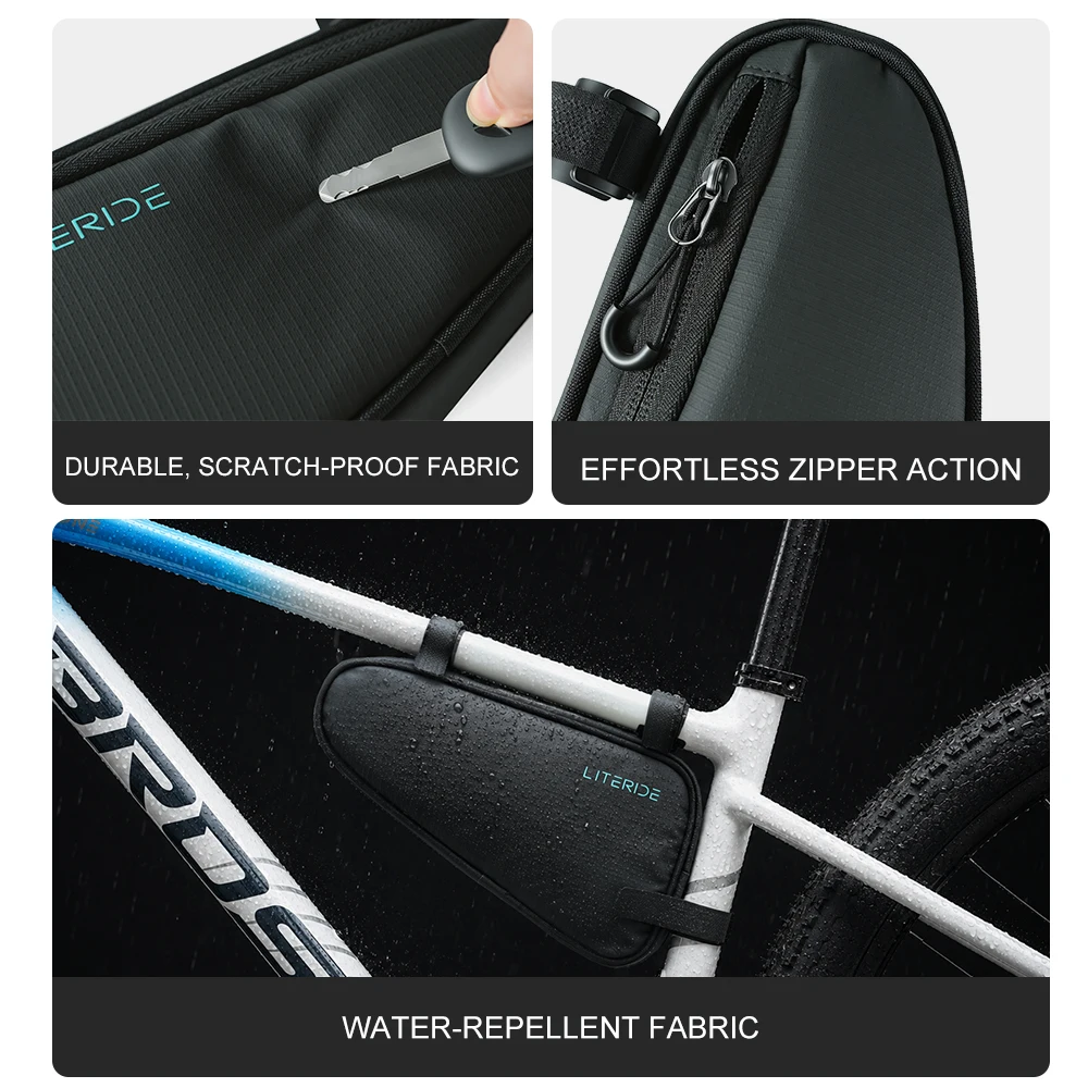 LITERIDE Waterproof Bicycle Triangle Frame Bag, Front Tube Pouch for Mountain Bikes, Cycling Frame Holder Accessory