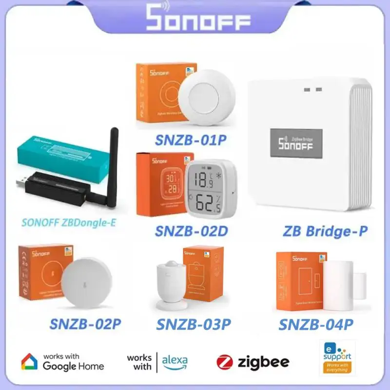 SONOFF Zigbee3.0 Bridge Pro/T&H Sensor/Door Sensor/Switch/Motion Sensor/ZBMINI-L2/SNZB-02D/01P/02P/03P Control Via Ewelink Alexa