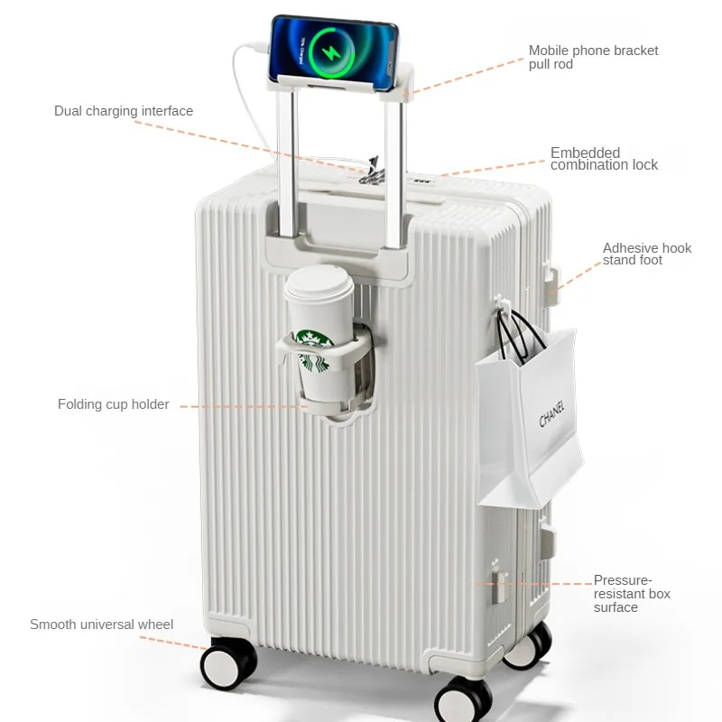 20/28 Zoll Gepäck box Multifunktions-Trolley-Koffer Reise box mit großer Kapazität für Studenten vorne offene Abdeckung Roll gepäck