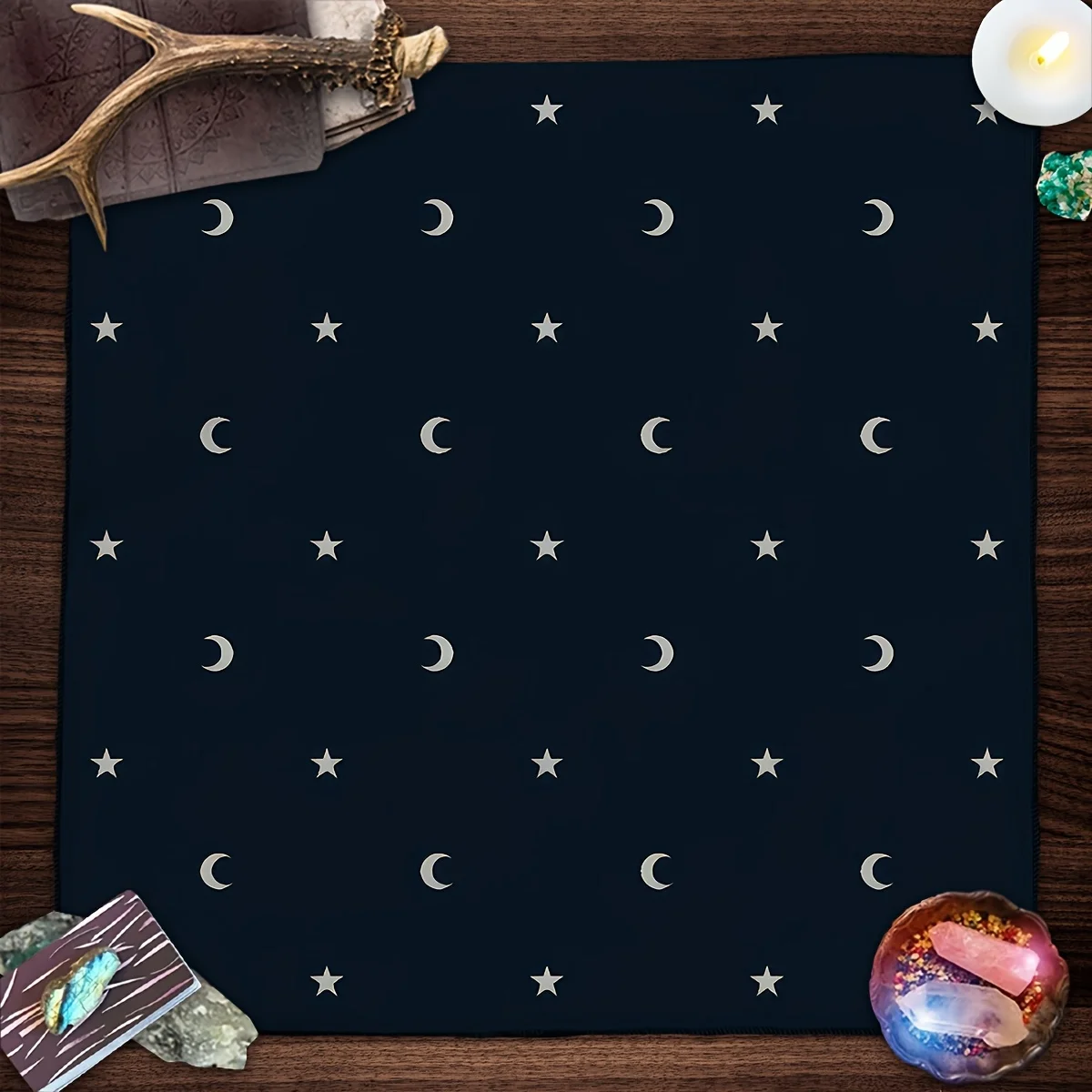 1pc Astronomy Constellation Altar Cloth,Moon and Star Tarot Card Table Cover, Witch Tarot Mat for Divination and Halloween Decor