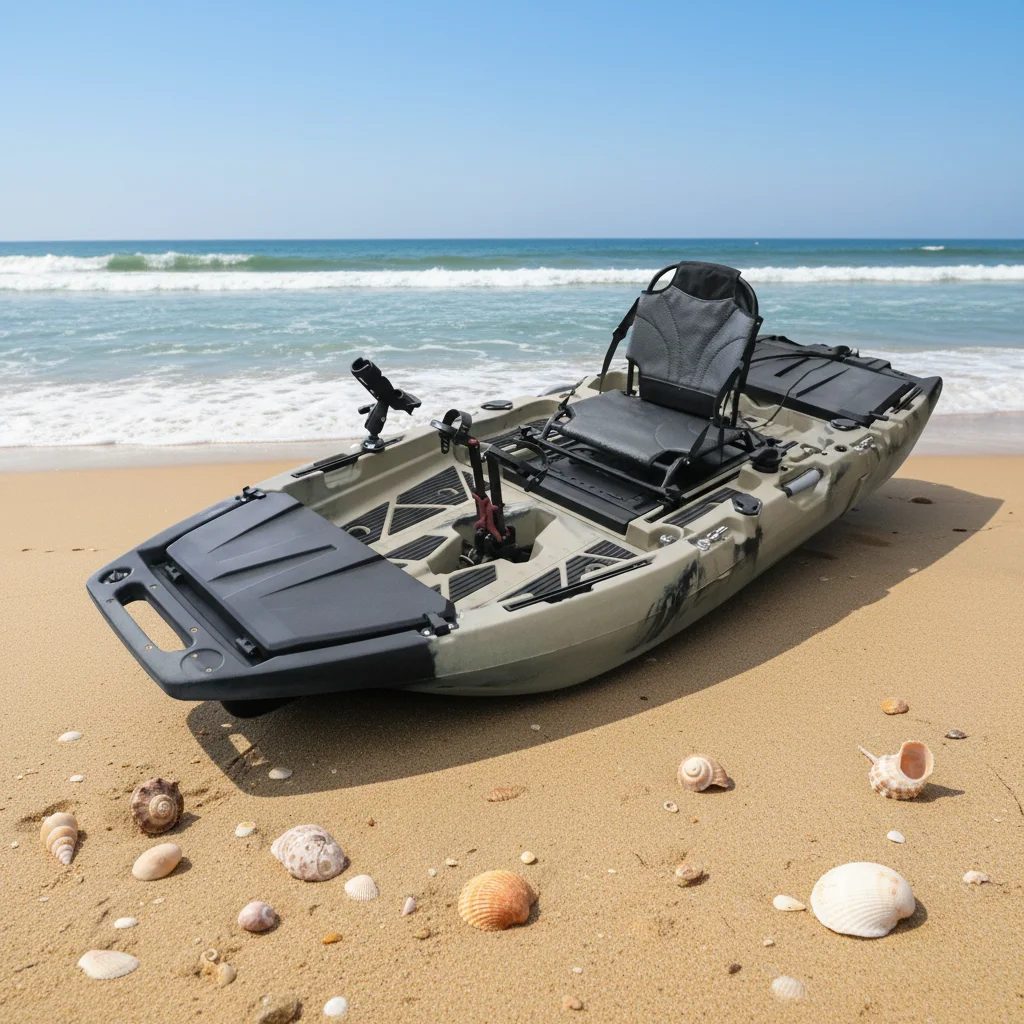 Detachable Pedal Kayak, 10.1ft 1-Person Solo, Sectional HDPE Hull, Flap Fin Drive and Motor Mount, for Lake River Angling Tour