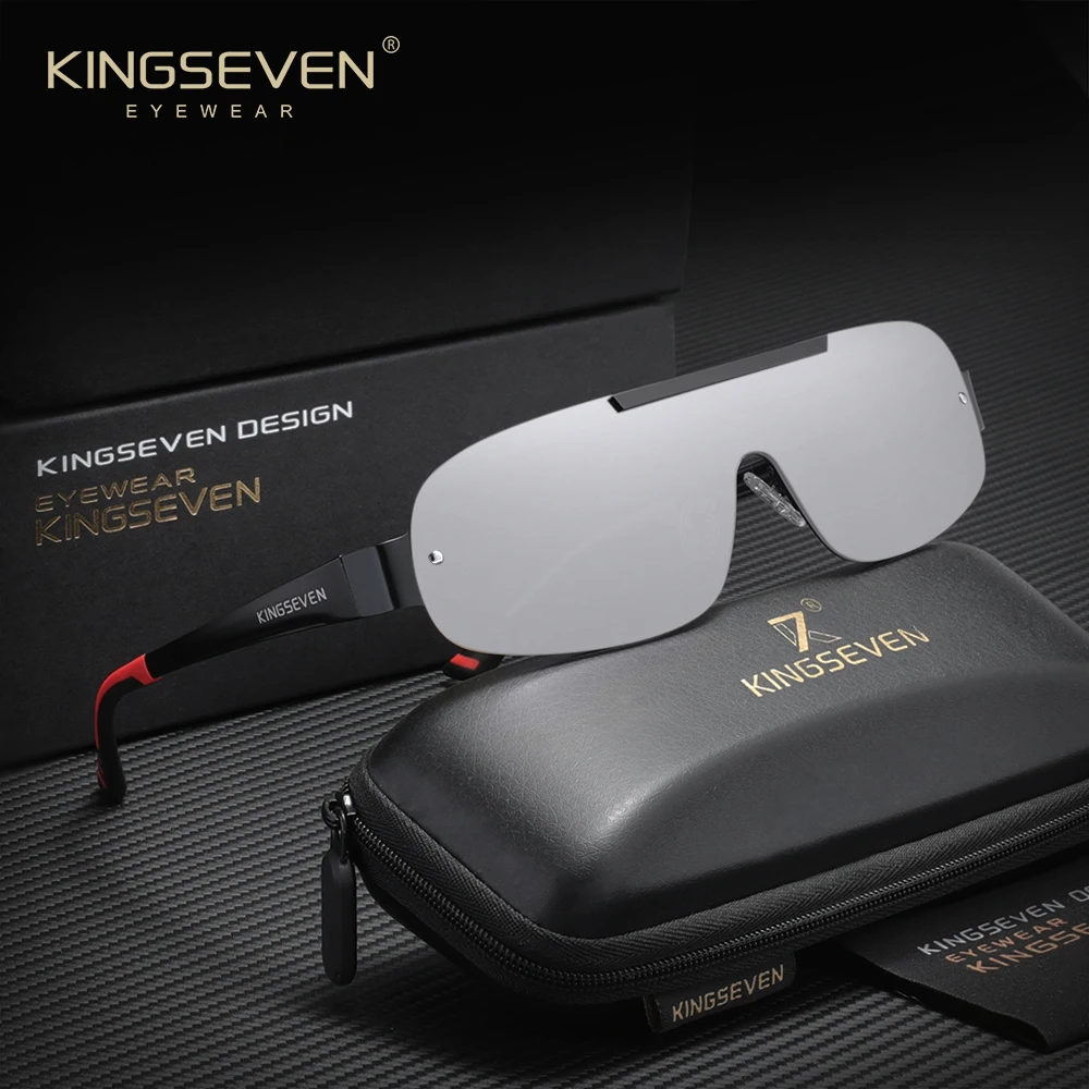 KINGSEVEN موضة الاستقطاب UV400 النظارات الشمسية الرجال نظارات الطيار القيادة نظارات واقية في الهواء الطلق قطعة واحدة إطار كبير نظارات #1