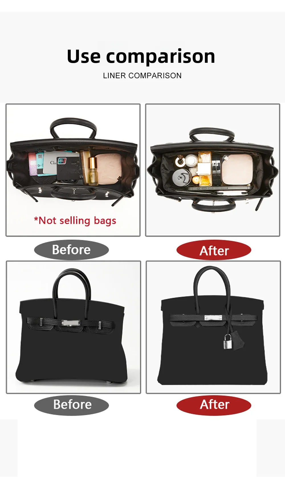 Organizador de Bolso para Birkin 25, con Soporte, para un Almacenamiento Ordenado, Ahorra Espacio, Ligero, Duradero, For