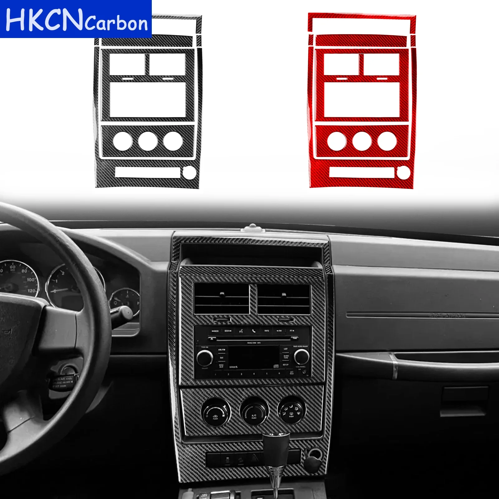 

Carbon Fiber Car Accessories Central Console Control Set Cover Trim Sticker Interior Modification For Jeep Liberty 2008—2012