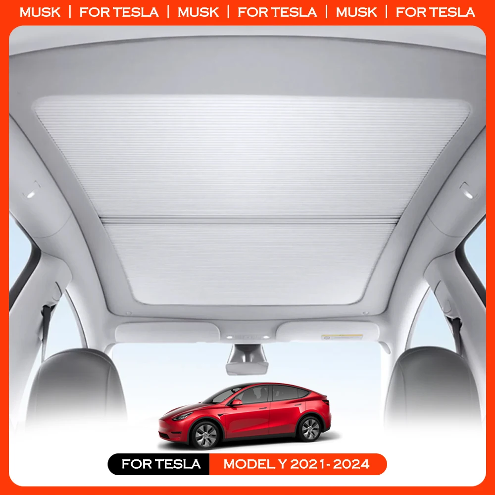 

For Model Y Car Magnetic SunShade Glass Roof Retractable Sunshades Sunroof For Tesla Model Y 2021-2024 Auto Interior Accessories