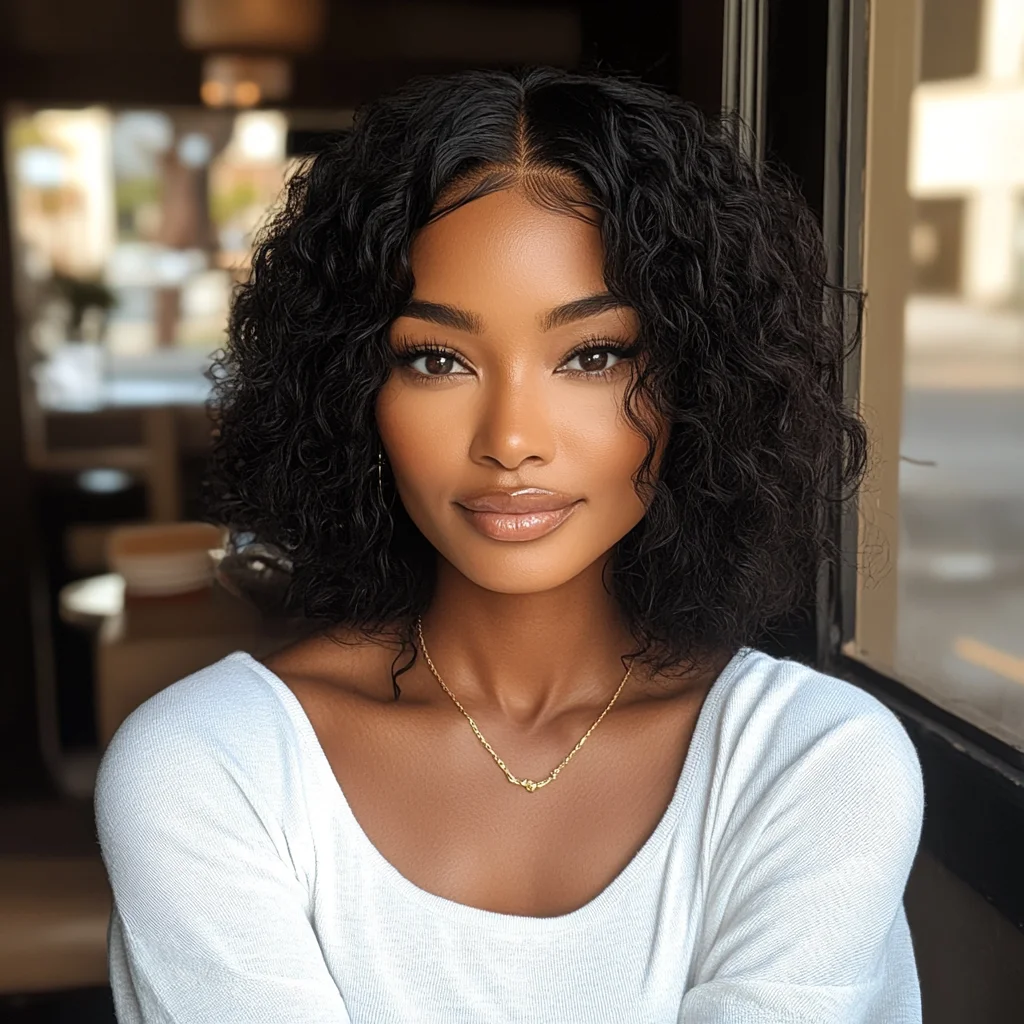 Sleek 100% Real Brazilian Curly Human Hair Wigs For Women Curly Bob Lace Front Wigs 13X6X1 Deep Wave Curly Bob Lace Front Wigs