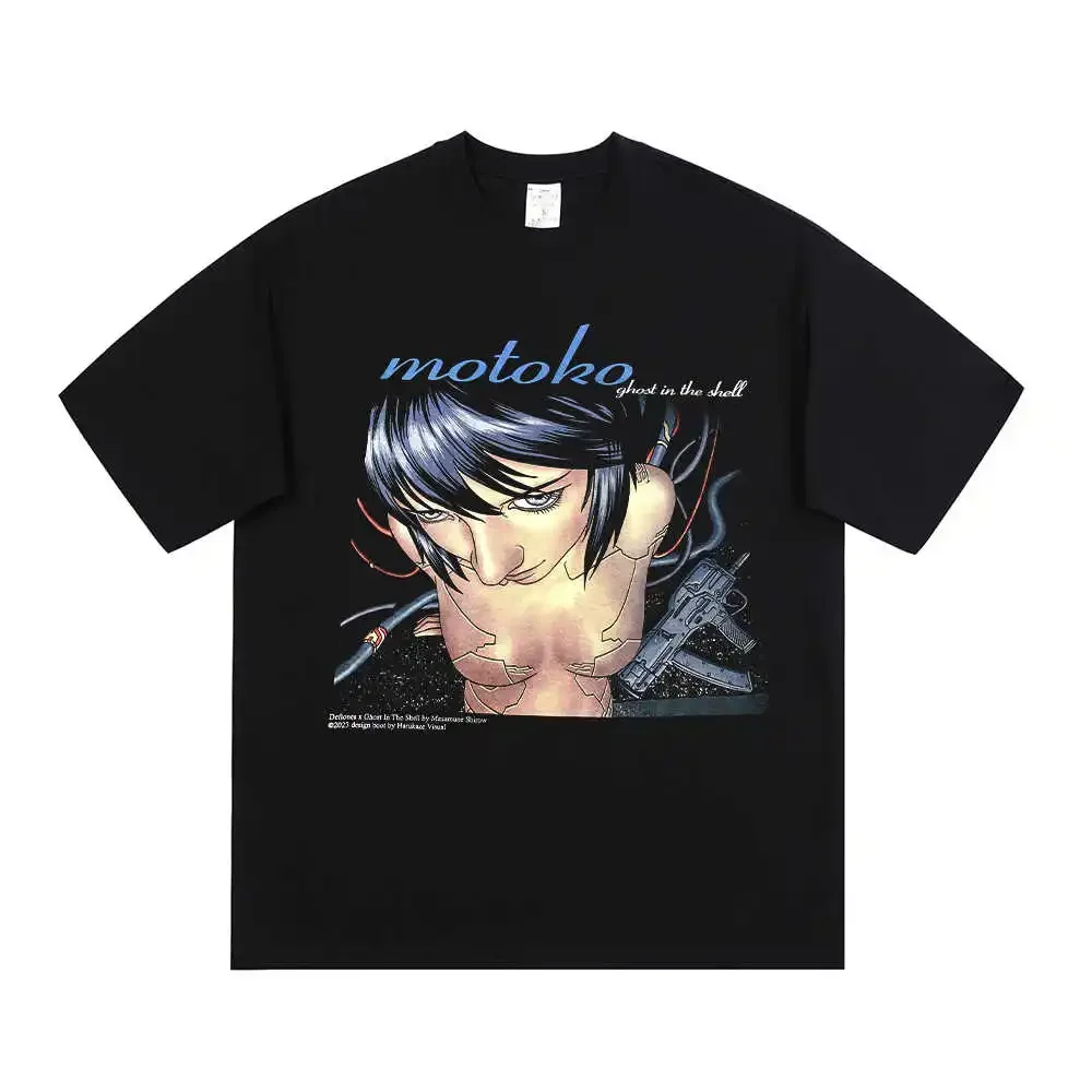 

2025 New Cotton Harajuku Unisex Ghost in The Shell Shirt Ghost in The Shell Motoko Kusanagi Cotton Short Sleeve Loose T-Shirt