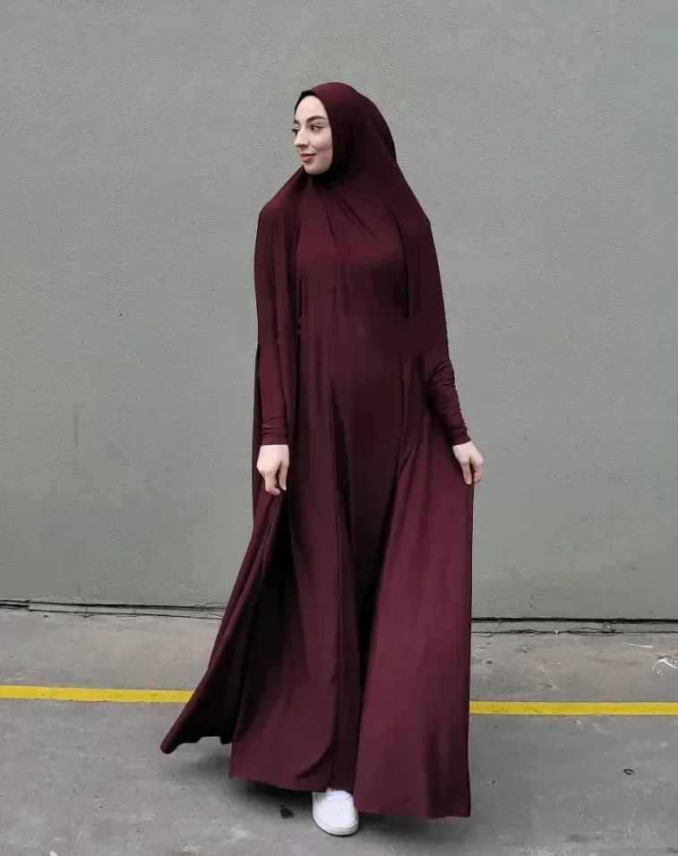 Imagem -03 - Jilbab-khimar Longo de Uma Peça para Mulheres Muçulmanas Abaya com Capuz Islã Ramadã Eid Lenço Costurado Djellaba Modest Dubai Turquia Modest