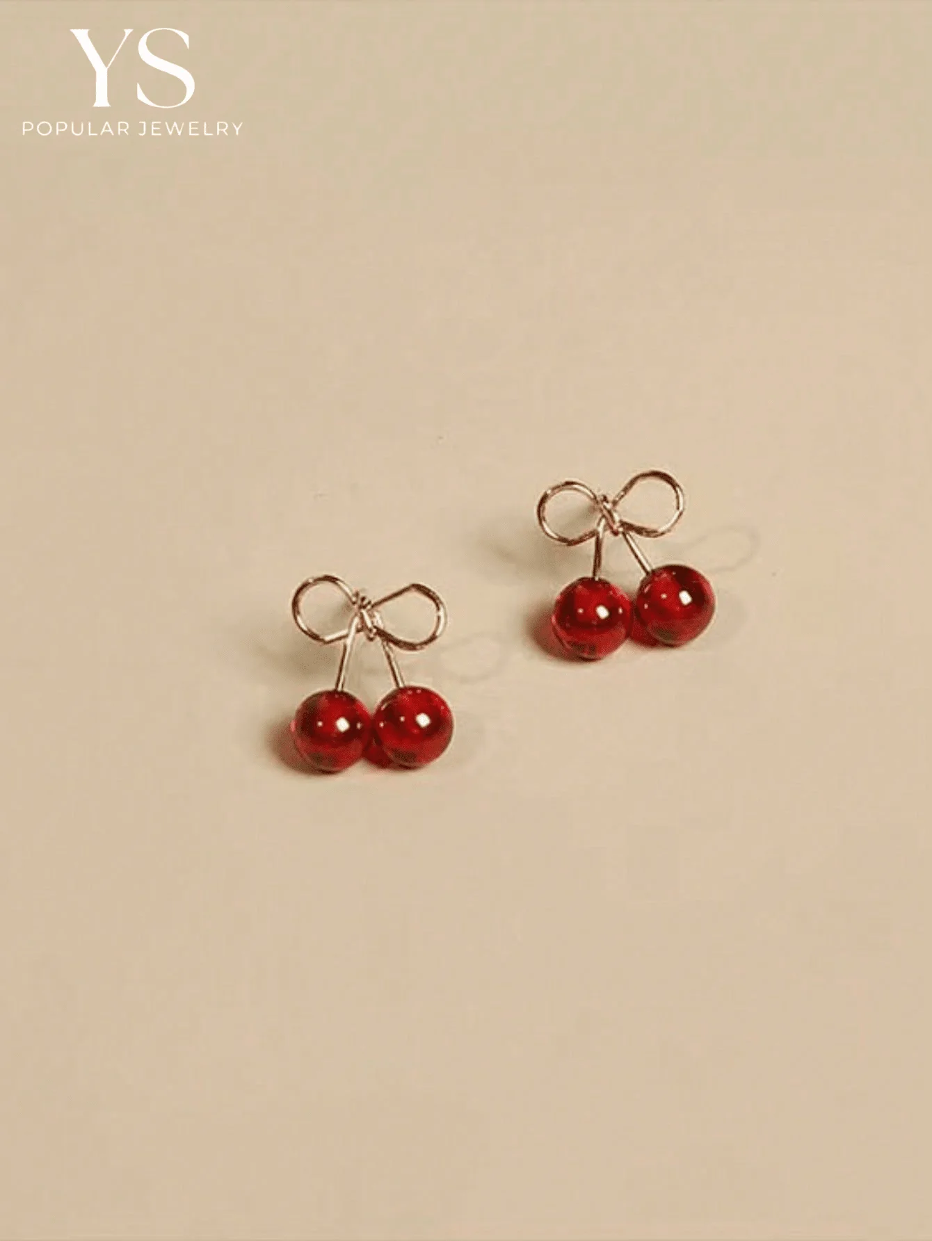 1pair Cherry/Wine Red Cute Fresh Fruit Design Small Stud Earrings For Women, Suitable For Daily, Casual & Business Occasions