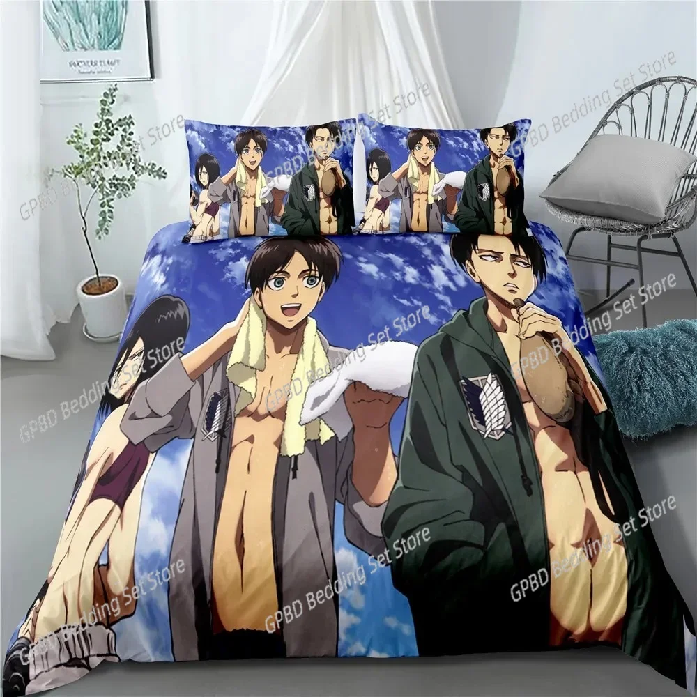 Fashion Anime Attack on Titan Home Textile Pillow Case 3D Bed Linen Duvet Covers Kids Comforter Bedding Sets For Home Textiles