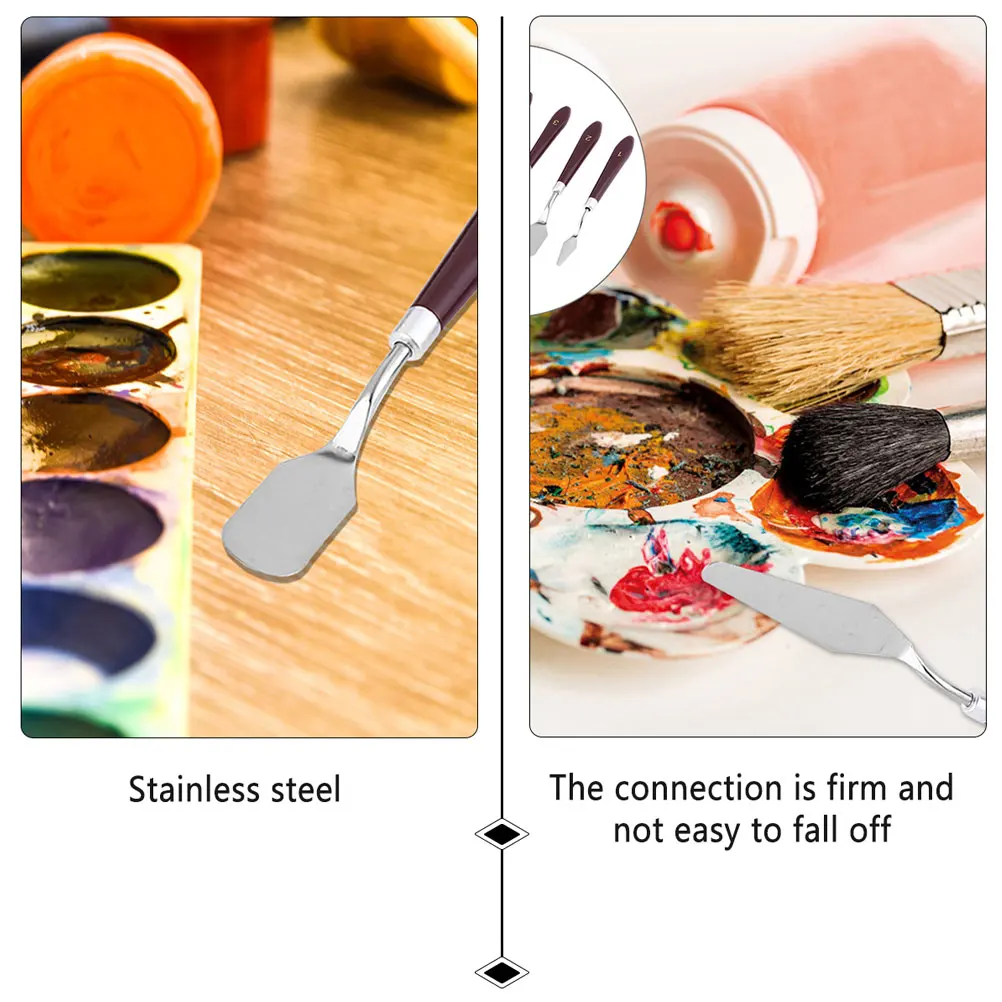 

10pcs Oil Painting Spatula Set Stainless Steel Plastic Color Mixing Tool Art Supplies Various Blades Shapes Sizes Long Use