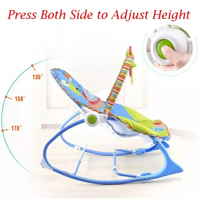 2 in 1 Baby Music Bouncer & Rocker Toys Removable Toy Rack Height Adjustable Portable Baby Cradle Chair for Kids Boys Girls