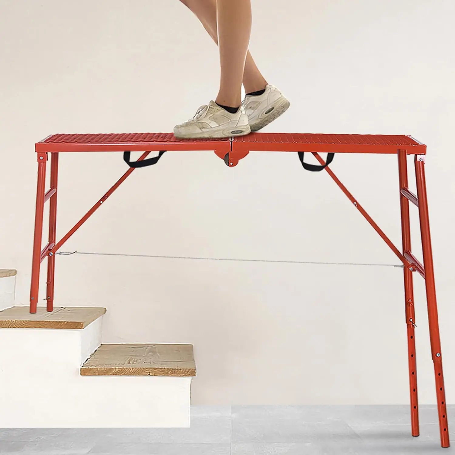 70x15x33 Inch Folding Portable Work Platform Ladder, 770 Lbs Capacity Adjustable Scaffolding