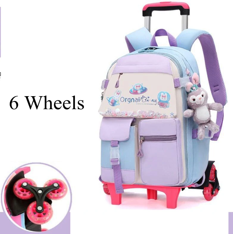 17 inch School Wheeled backpacks for girls School Rolling Bag for girls School Trolley Bags for boys Rolling Satchel bag cart