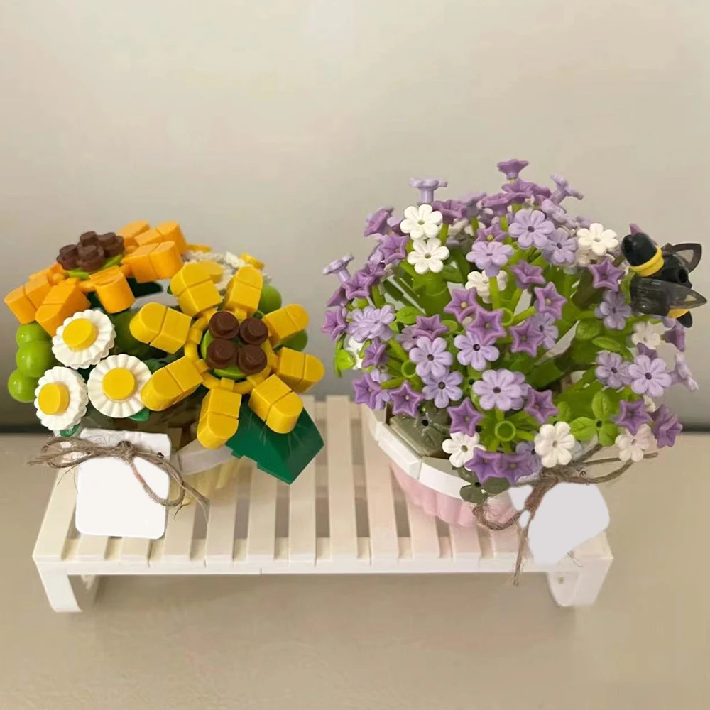 

creative expert Flower pot house decoration moc Building Block bricks model toy for friends birthday New Year gifts 1506pcs