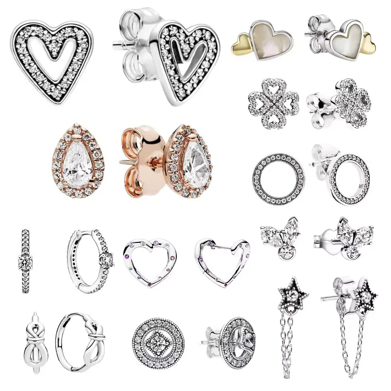 

Classic Fashion 100% 925 Silver Sparkling Circle Love Drop Clover Earrings are exquisite jewelry accessory gifts for women