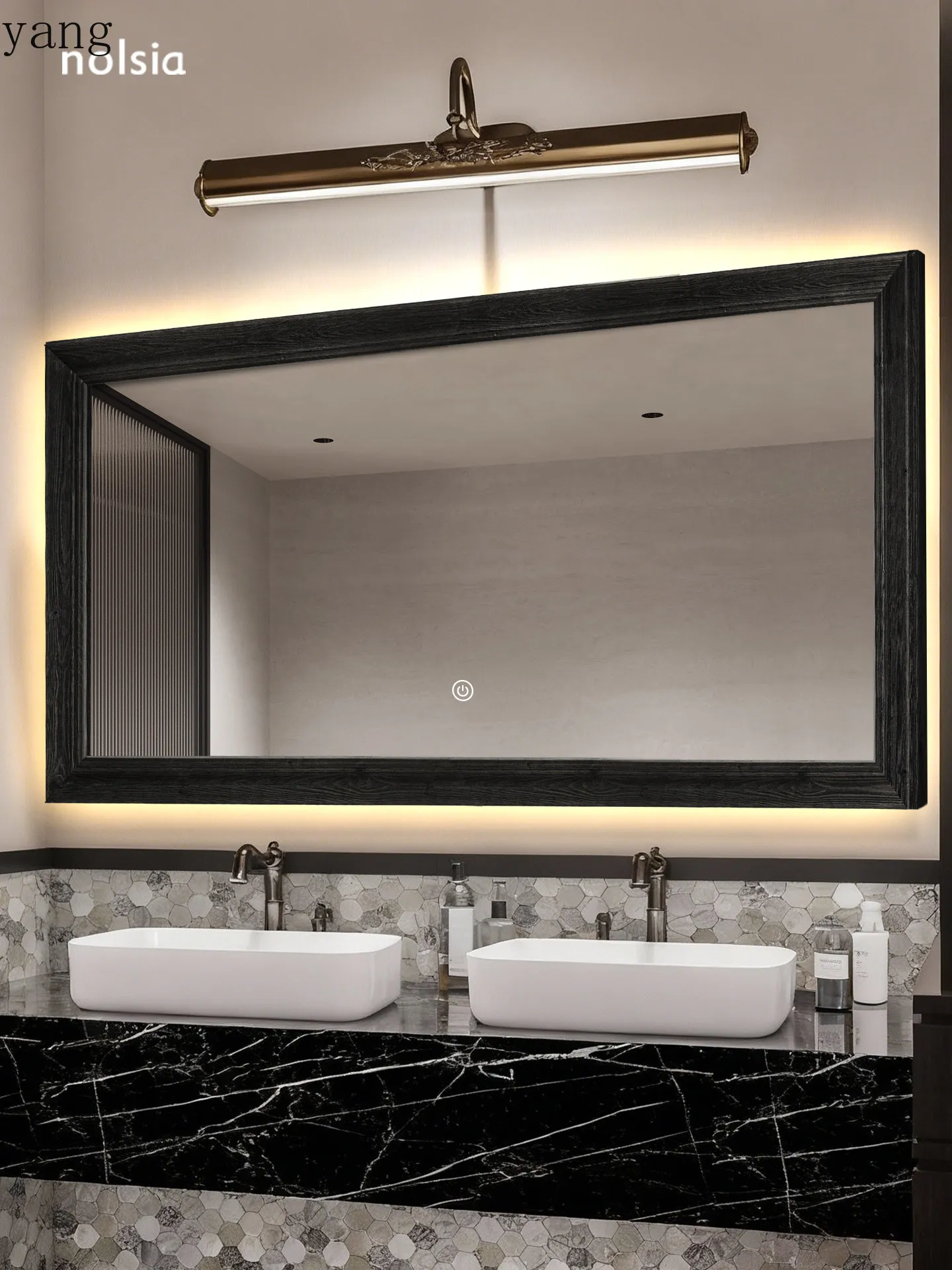 CX antique style solid wood retro bathroom bathroom bathroom non-fogging mirror