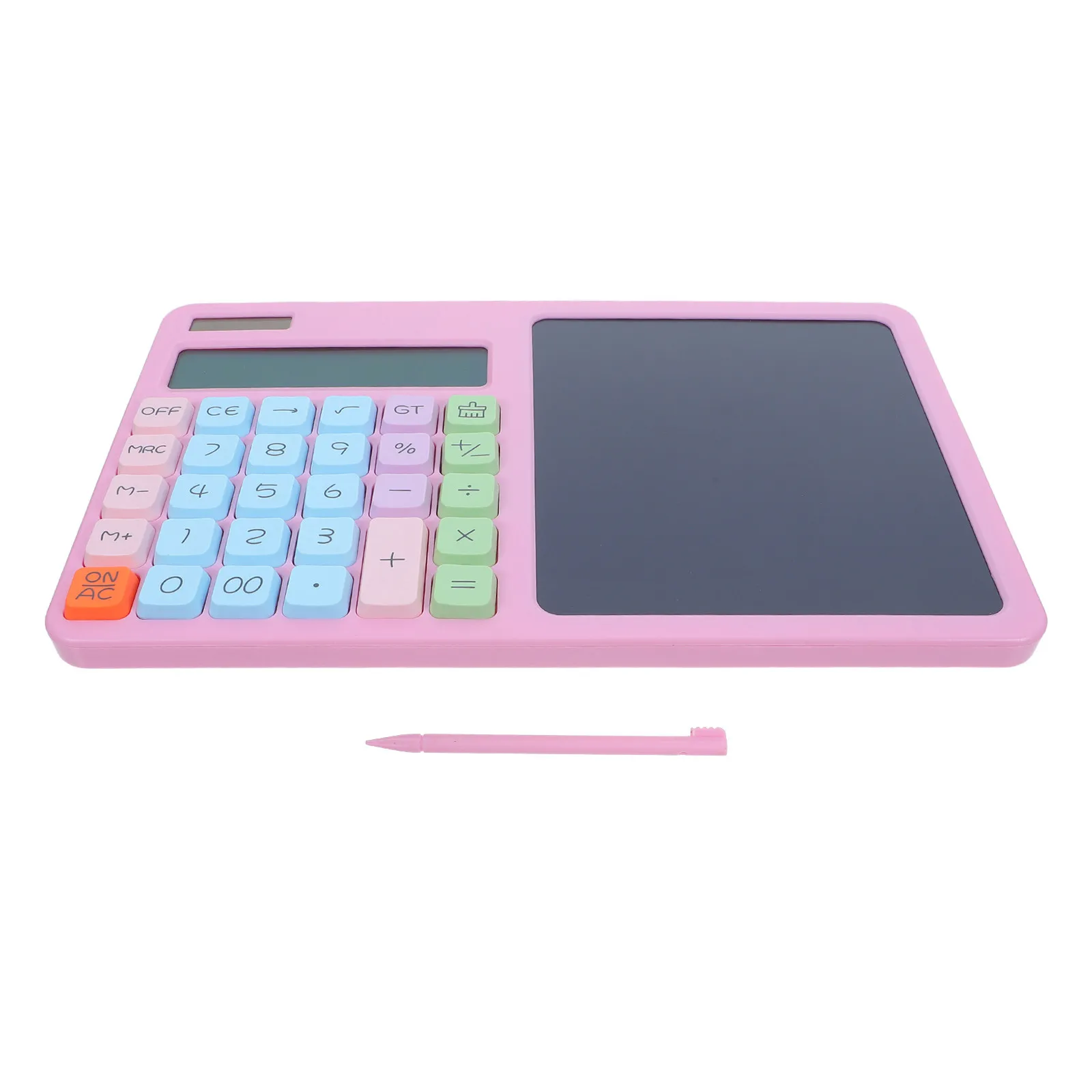 Silent Calculator with Writing Tablet 12 Digit Solar Dual Power Erasable LCD Notepad for Students Office Home Study Business