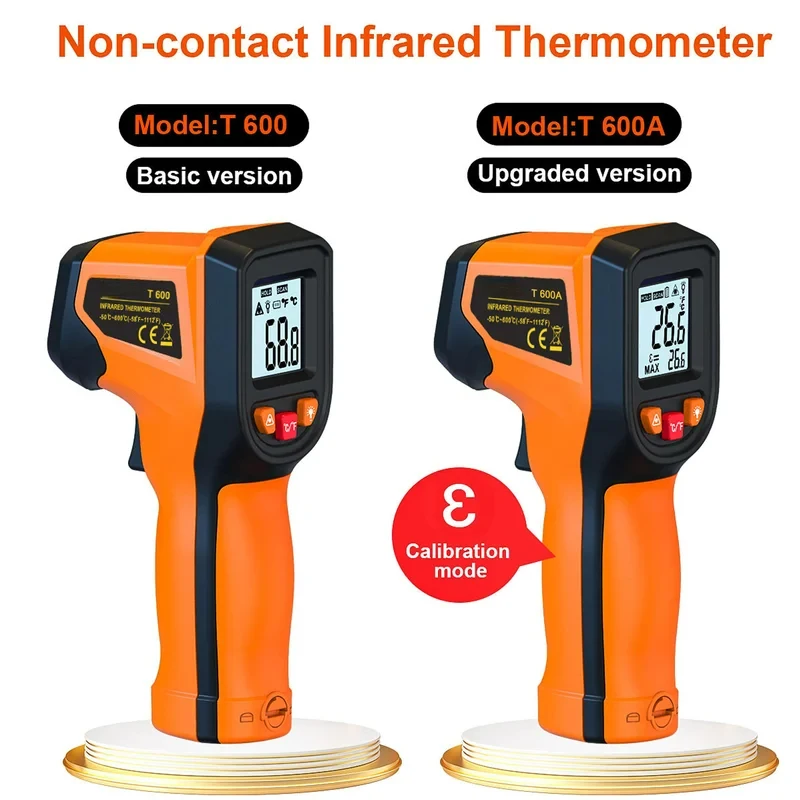T600 T600A Infrared Thermometer Laser Temperature Gun Sensor Handheld Non-contact IR-LCD Heat Industrial Pyrometer 600 °C
