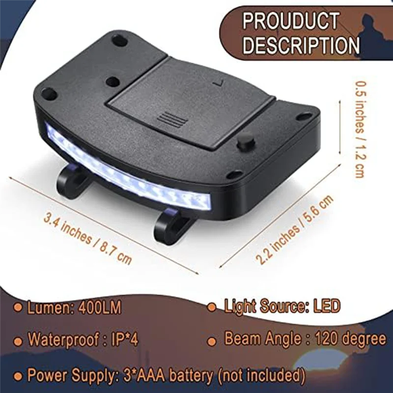 LICE-шляпа с зажимом для лампы, поворотный головной светильник, фонарик без помощи рук, подходит для рыбалки, кемпинга, охоты, бега, ручной работы, 10 шт.