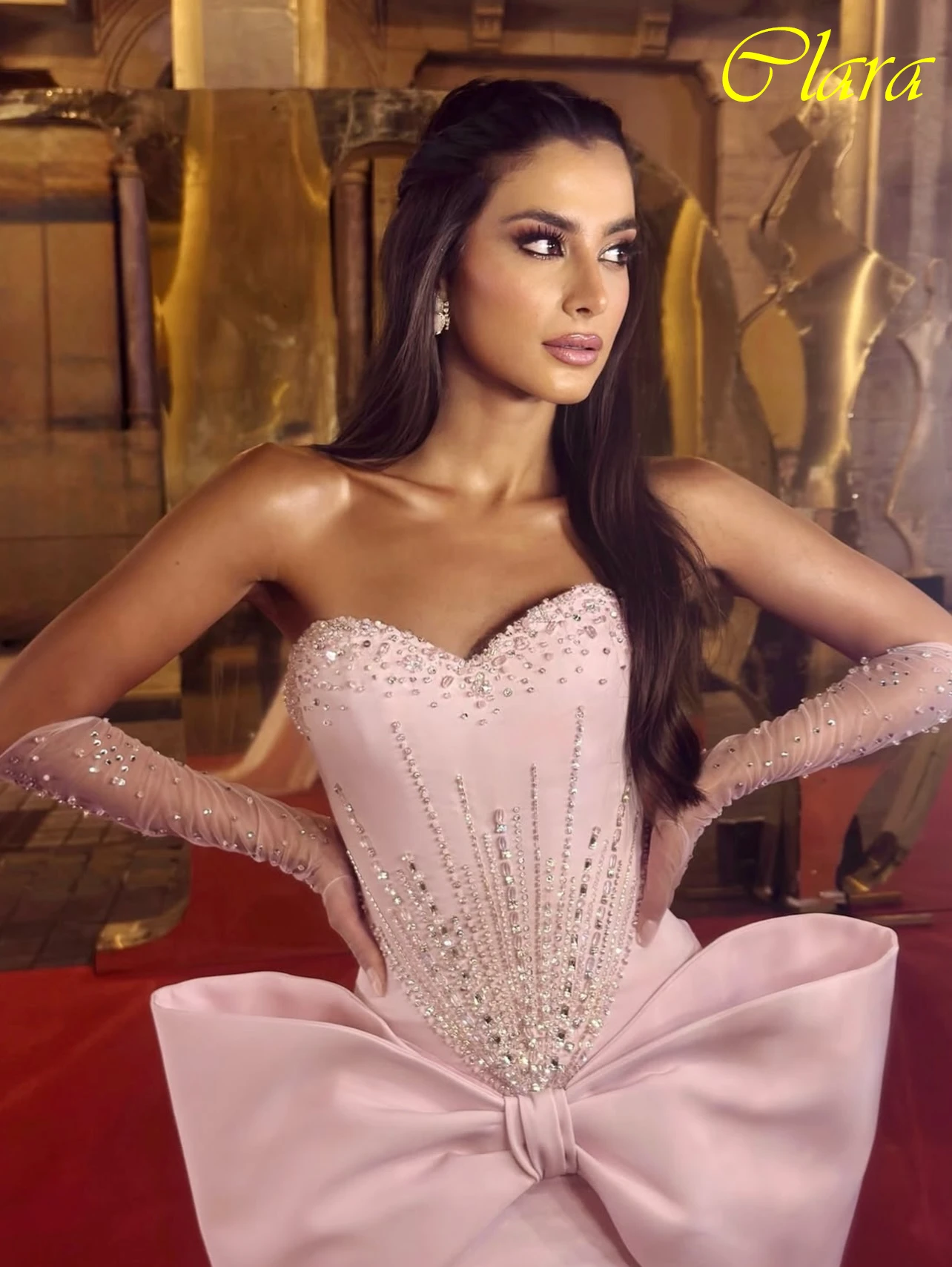 

Customized Mermaid Strapless Elegant Formal Evening Dress Fashion Temperament Party Gowns High Quality Delicate Prom Dress