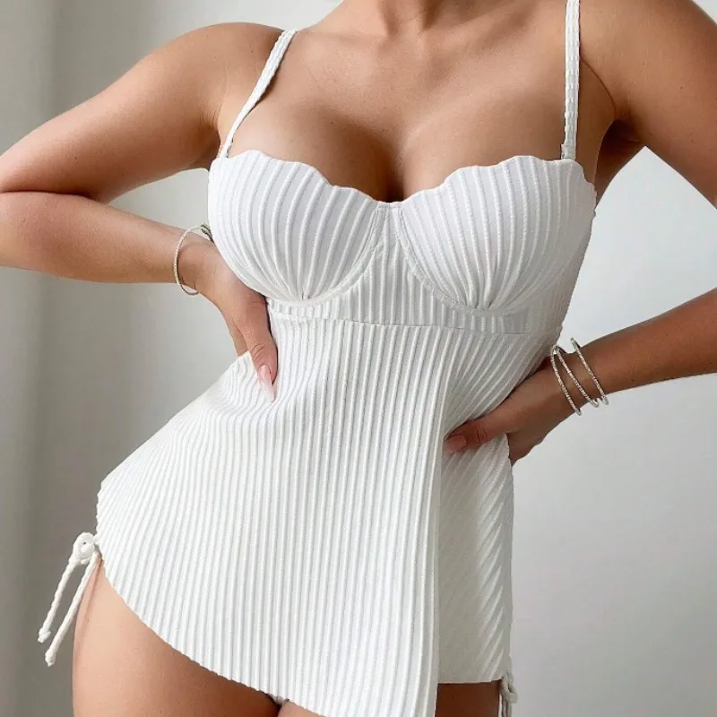 

Women Push Up Tankini Sets White High Waist Swimming Suit with Shorts Two Pieces Swimsuit Trunks Swimwear Bathing Suit Beachwear