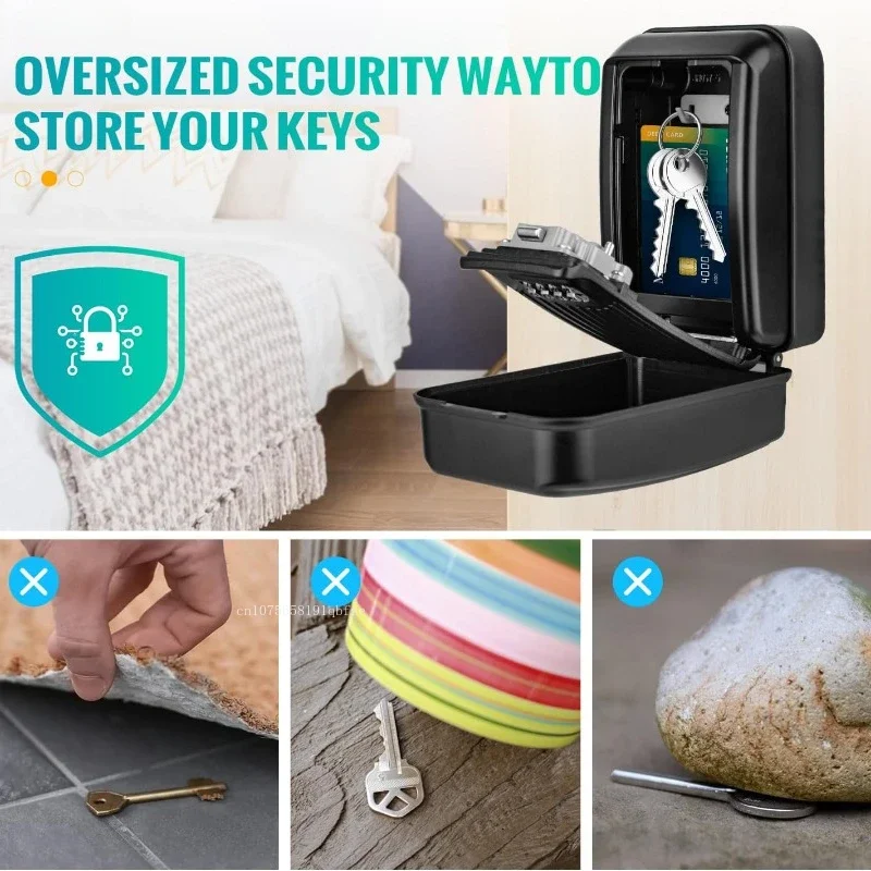 4 Digit Resettable Combination Password Security Key Box Zinc Alloy Key Storage Box Key Cabinet for Home Garage School