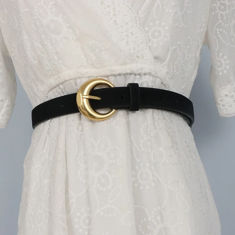 여성 빈티지 스웨이드 정품 가죽 코르셋 여성 Cummerbund 코트 허리띠 드레스 Decration 좁은 벨트 J1433