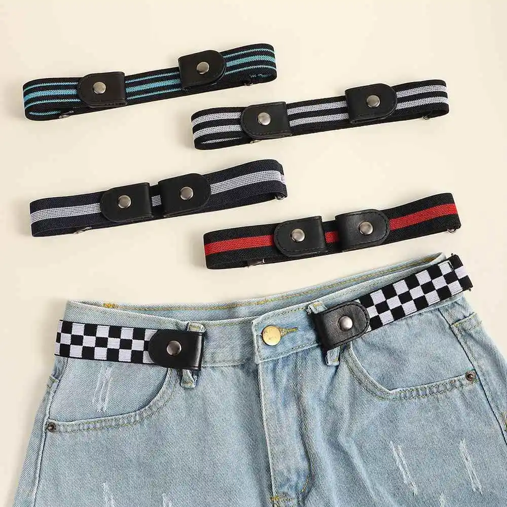 Invisible Casual Leather Belt Unisex Elastic Waistband for Jeans No Drilling Student Belt Fashionable Youth Canvas Belt