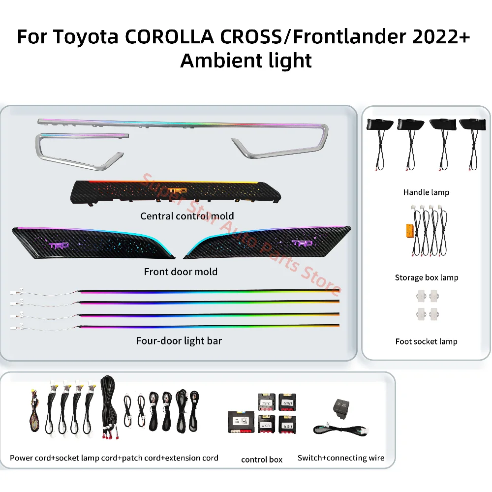 For Toyota COROLLA CROSS/Frontlander 2022+ LED Ambient light car interior lighting upgrade Car accessories Buttons &APP control