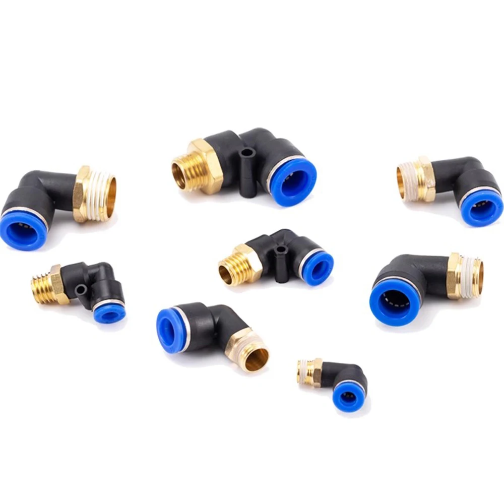 Pneumatic Quick Connector Elbow PL Metric External M Thread M6 M8 M10 M12 PU Air Pipe 6 8 10 12mm PL6-M8X1 M8x1.25 M10x1.5 M16x1