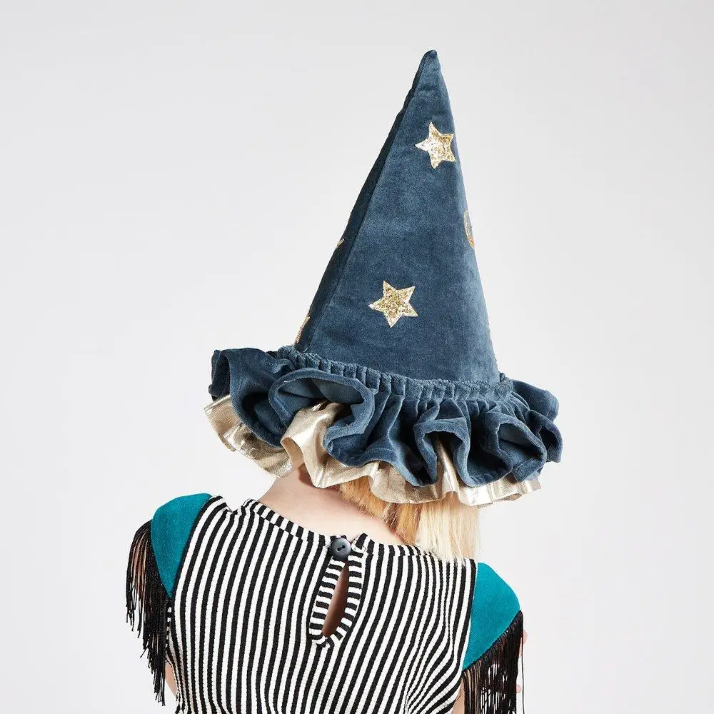 Children\'s Halloween Witch Hat Hallowenn Stage Costume Props Dress Up Cos Pointed Blue Hat Boys and Girls Magic Hat Witch Hat