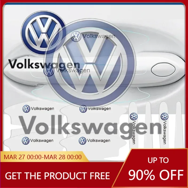 

Emblems 2026 Hot For VOLKSWAGEN VW VW For Volkswagen 8pcs Car Door Handle Stickers Transparent Protector Film For Volkswagen GTI