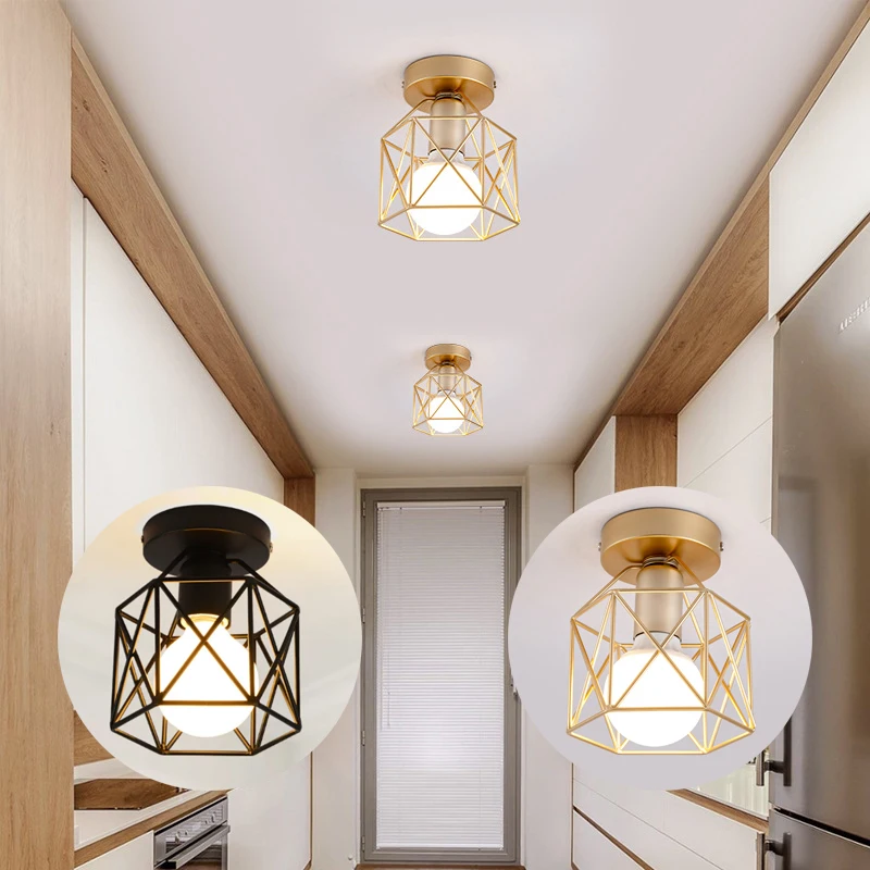 

Nordic Style Gold/Black Ceiling Light Corridor Modern Dressing Room Entrance Hall Foyer Lamp Iron Art Indoor Lighting Fixtures