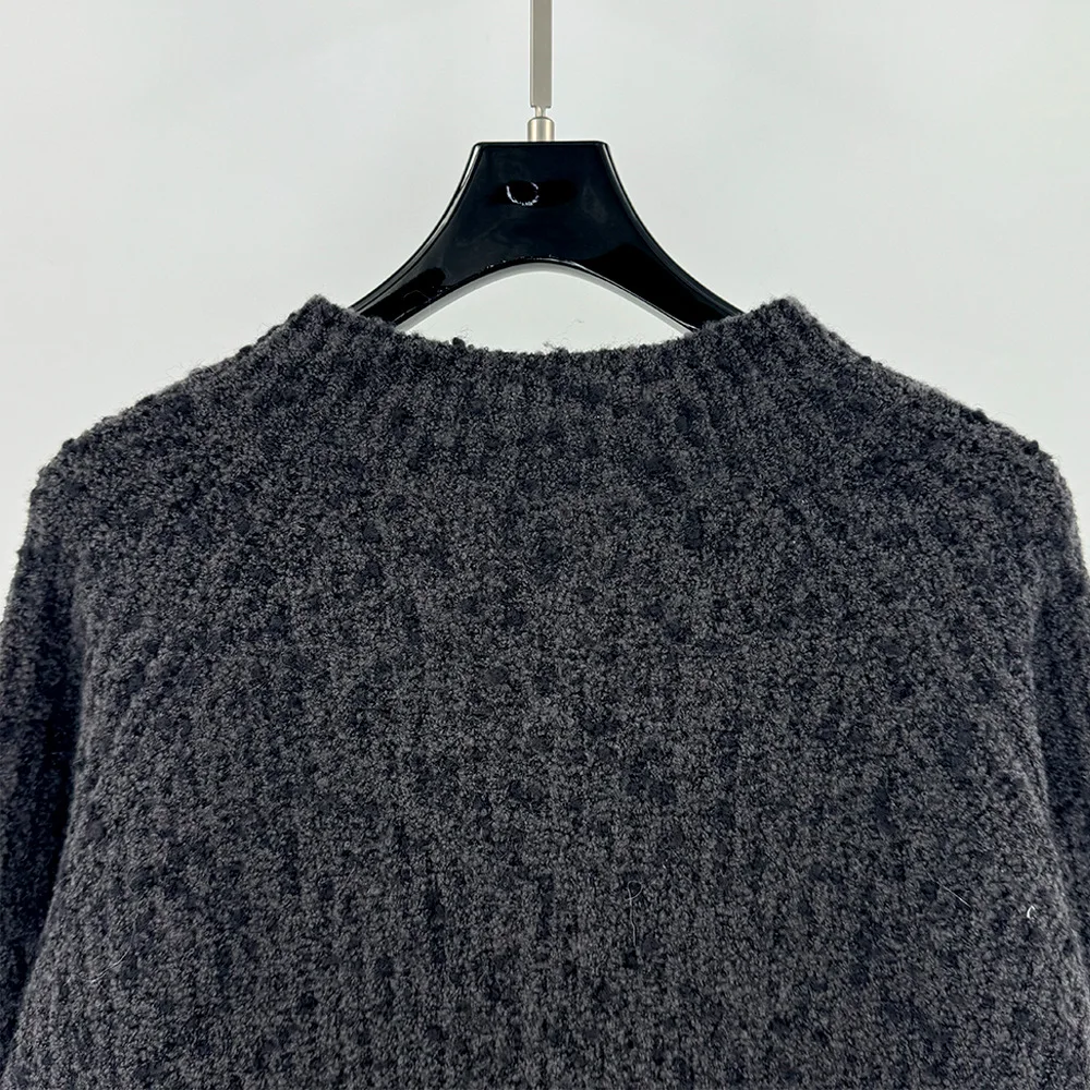 Wool-Blend Women's T-Shirt Y2K Button Detail Simple Elegant Commuter Round Neck Long Sleeve Base Layer Top 2025 Fall/Winter New