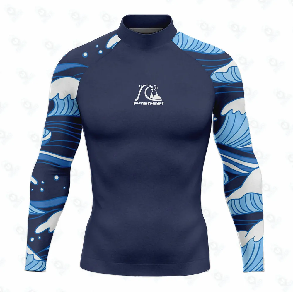 Sea Waves Frenesi Rash Guard Surf Diving Swimwear t-shirt a maniche lunghe Swim Skinsuit top Uv Swimming Tight Surf Gym Clothes