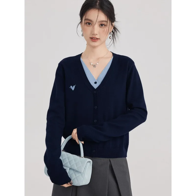 

Новый модный поддельный свитер из двух частей, топы, свитер с плечами, женская осенняя дизайнерская рубашка с v-образным вырезом