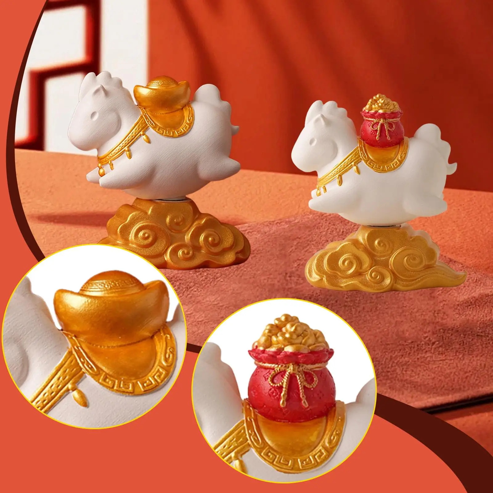 

Статуэтка лошади из смолы, милая мультяшная фигурка животного, декоративное украшение для стола, интерьерная скульптура для офисного стола, домашней полки