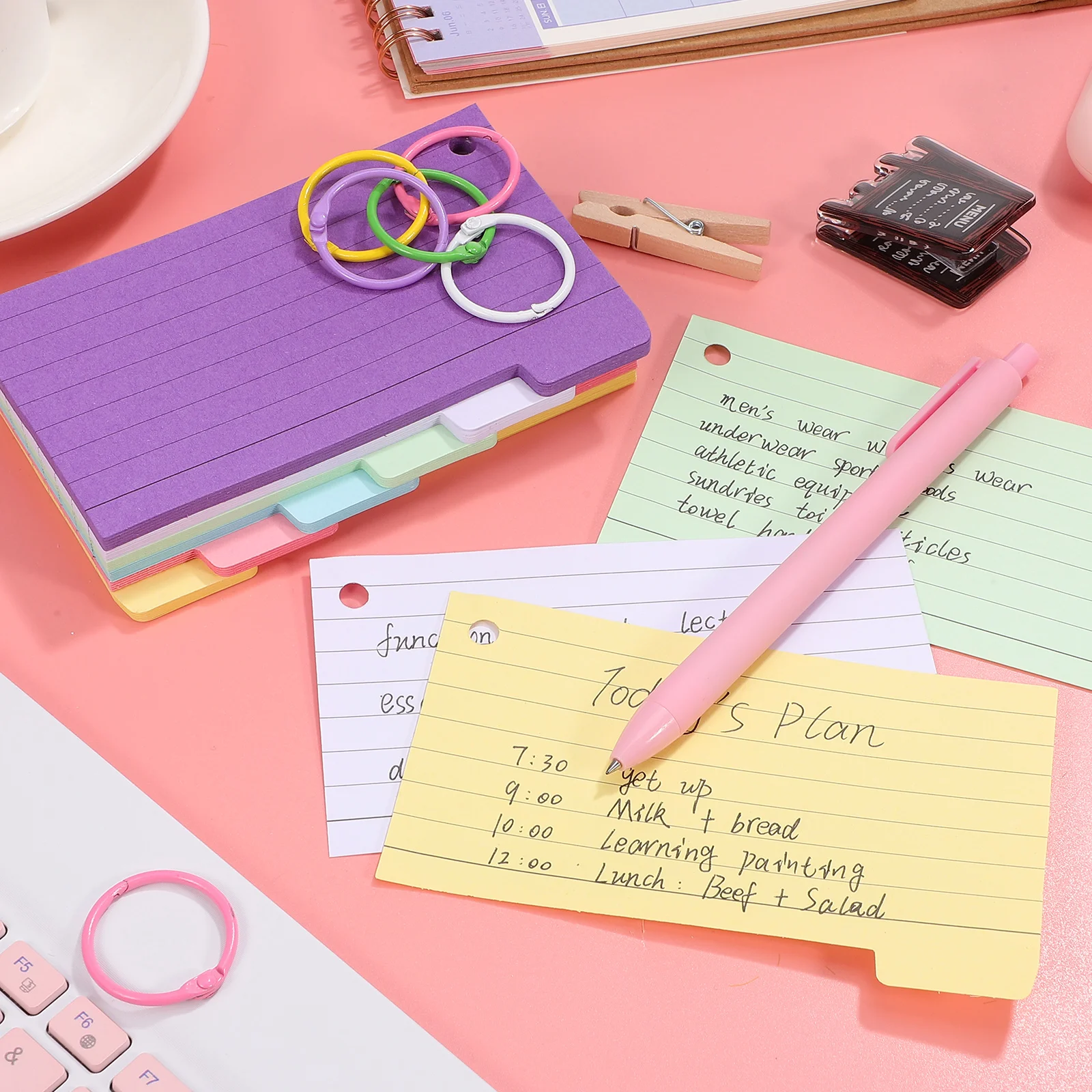 

300 Sheets Coil Memo Pad Flashcards for Studying Closure Rings Index Blank with Binder Ringed Color Child