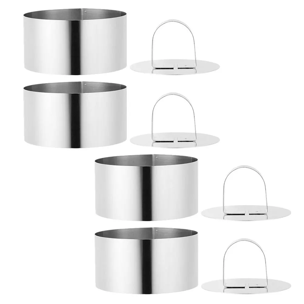 

4Pcs Round Biscuit Molds Stainless Steel Cookie Cutters Kitchen Baking Cake Dough Mousse Making Tools Cake Molds