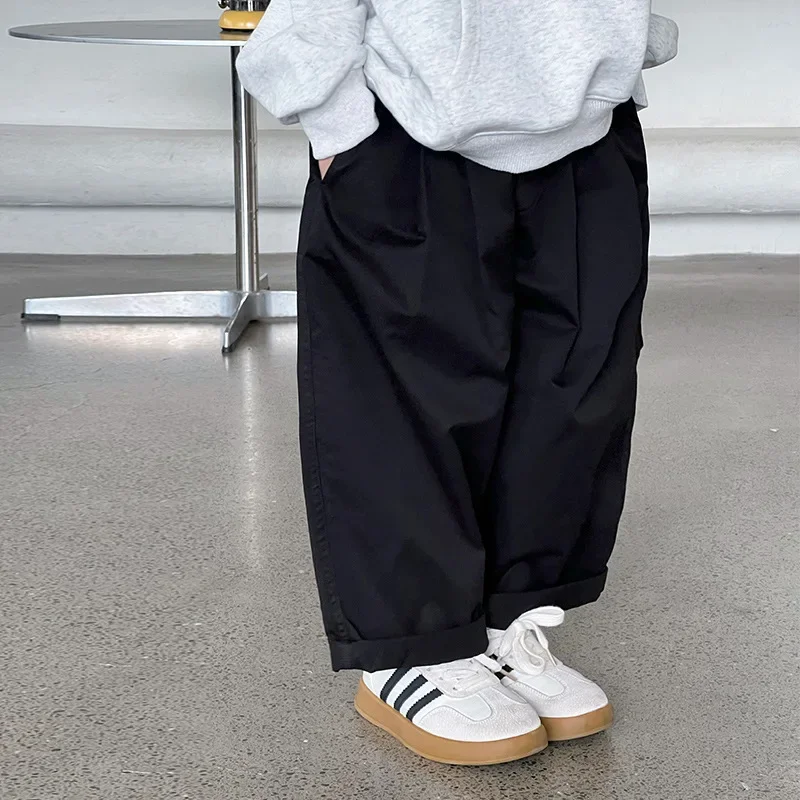 Children's Trousers 2024 Spring New Boys' and Girls' Loose Buckle Overalls Net Red Trendy Pants