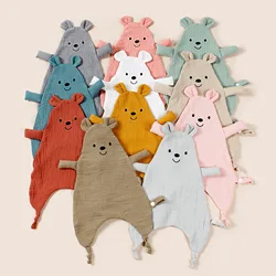 Cute Bear Baby Cotton Comforter Blanket Newborn Sleeping Dolls Rabbit Ears Sleep Toy Soothe Appease Towel Bibs Saliva Towel New