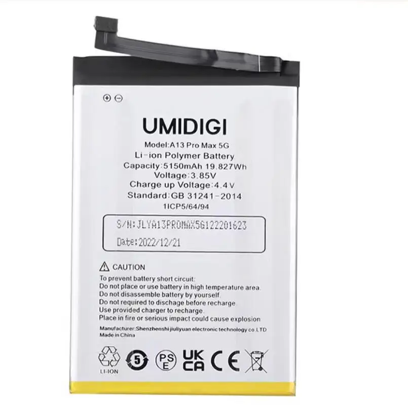 New Original 5150mAh Hight Capacity for Umidigi A13 Pro Max 5G Battery Replacement High Quality Batteries