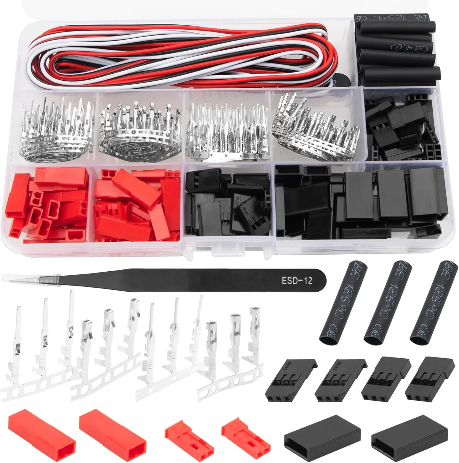 50 Sets Servo Plug Male Female Connector Crimp Pin Cable Kit Compatible with JST Futaba JR Style Plugs Hitec Spektrum for RC Car