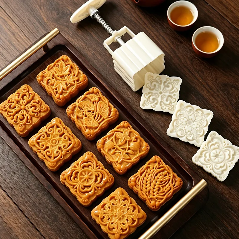 English Title: Dunhuang Maple Leaf Mooncake Mold Hand Press Food Grade Pastry Mold for Home Baking 75g Mung Bean Cake Dessert To