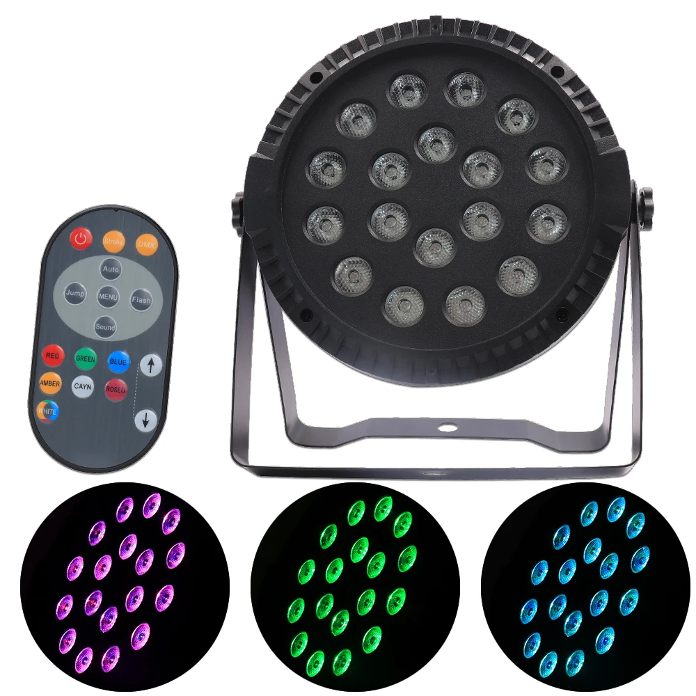 18x3W RGB 3in1 LED Par Light Wireless Remote Control Stage Effect Light DMX512 For Dance Club Birthday Party Wedding DJ Disco