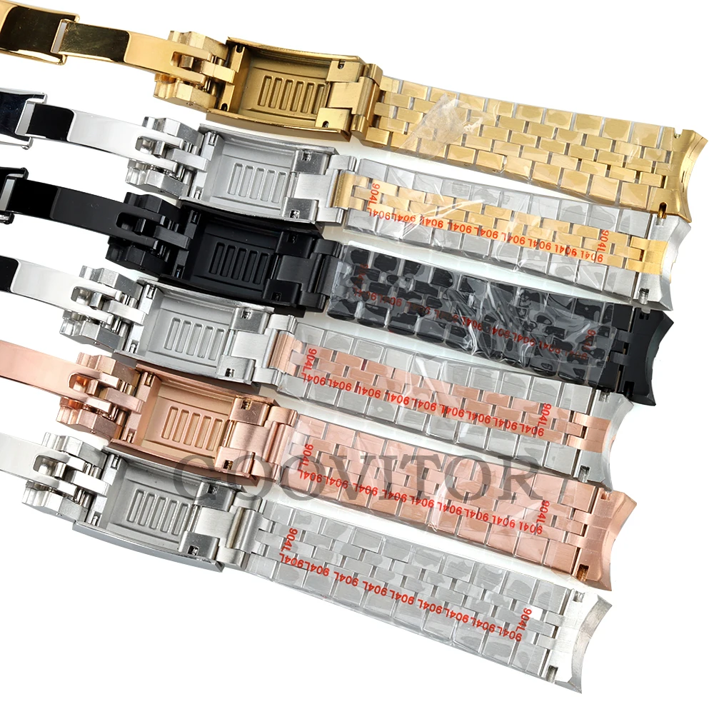 20 مللي متر اليوبيل سوار nh35 حزام الساعات الذهب/الذهب الوردي 316L الفولاذ المقاوم للصدأ للطي مشبك صالح الفرعية Datejust NH35 حافظة ساعة أجزاء