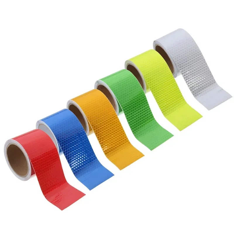 NEW 1pcs Waterproof Pure Color Reflect Light Safety Security Caution Reflective Tape Warning Tape Sticker Self Adhesive Tape