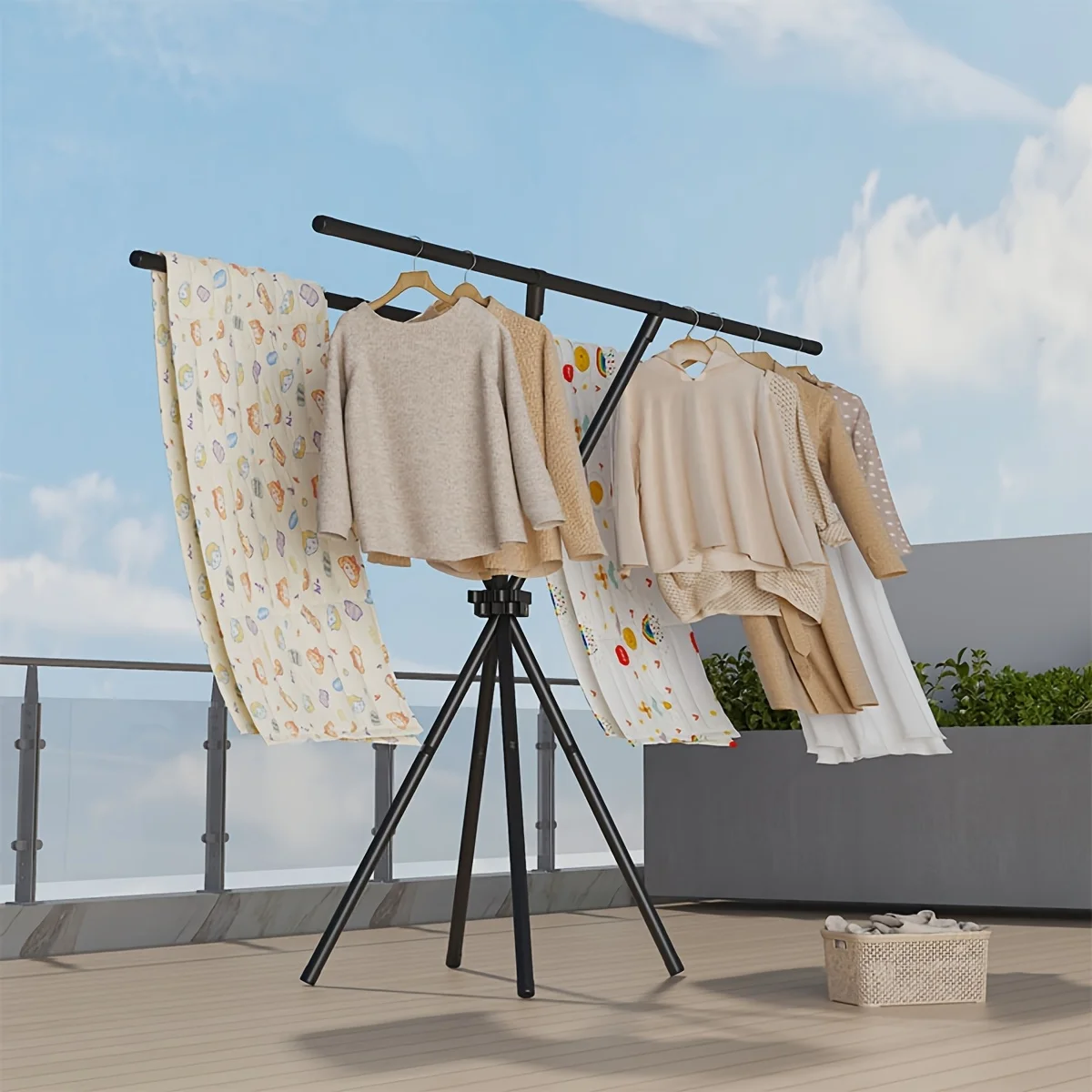 

Foldable Double-Pole Drying Rack - Heavy Duty Stainless Steel | Indoor/Outdoor for Shoes/Quilts/Delicates | Space Saving